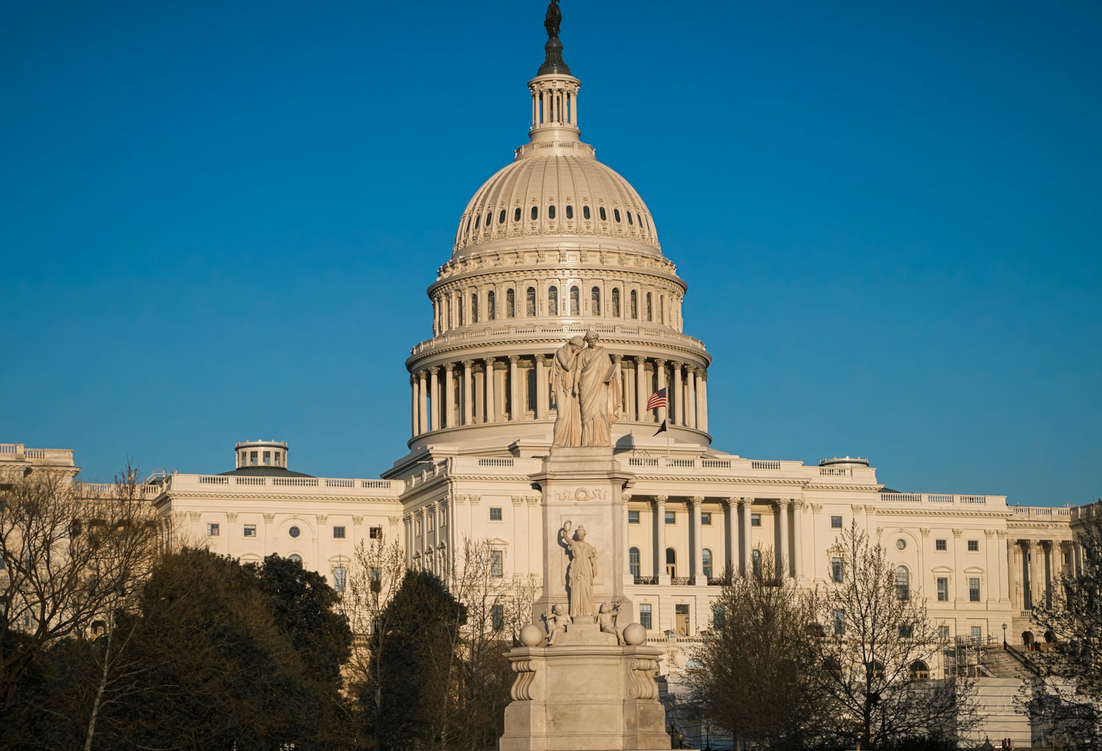 United States Capital Building in Washington DC is mostly empty during the Coronavirus pandemic.